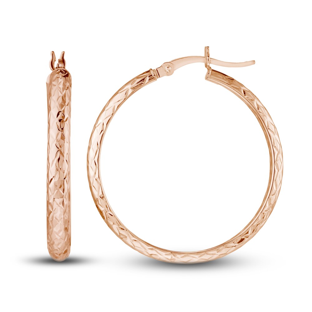 Diamond-Cut In/Out Hoop Earrings 14K Rose Gold 30mm kmQxCIlA