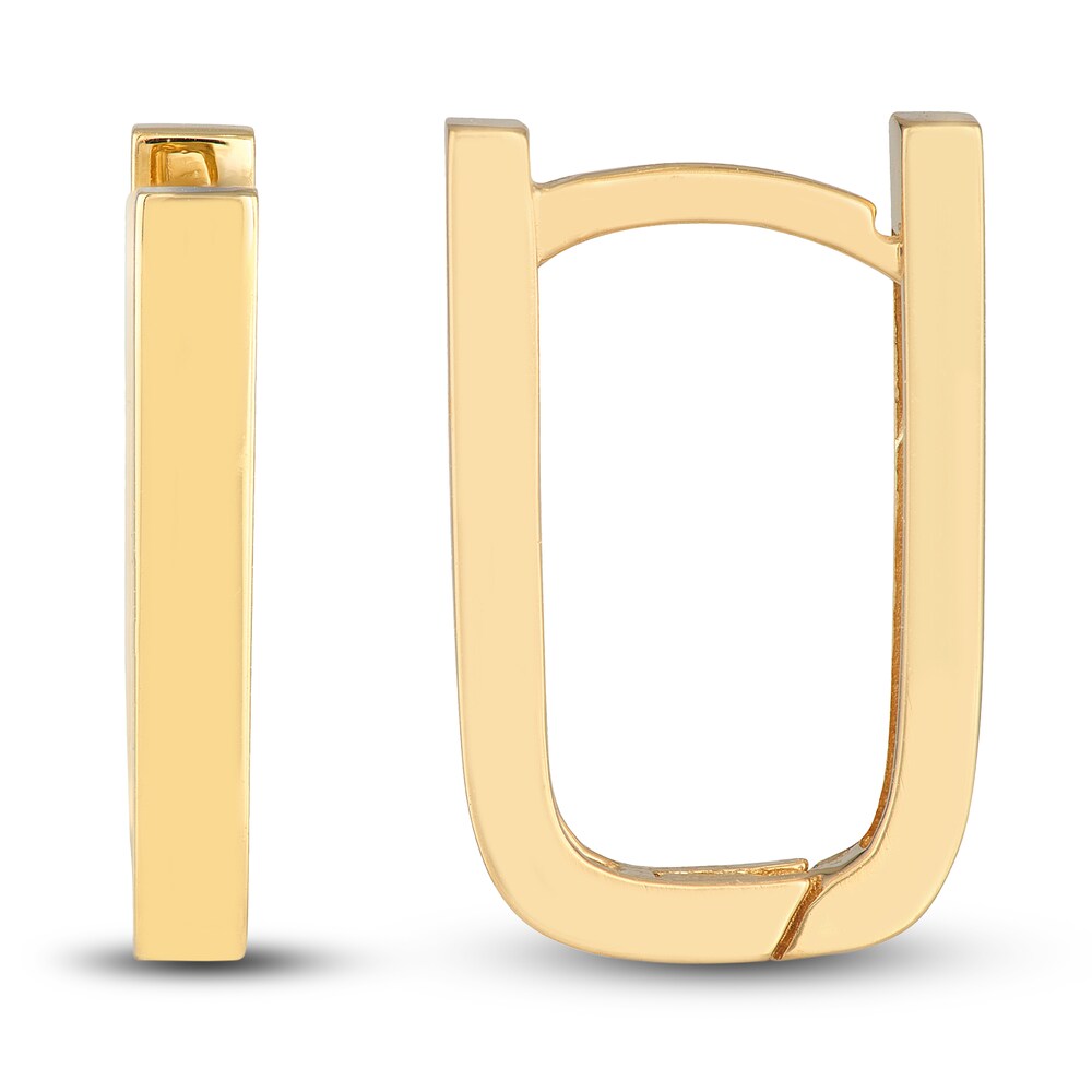 Polished U-Shaped Huggie Earrings 14K Yellow Gold 14mm kwfcvD66