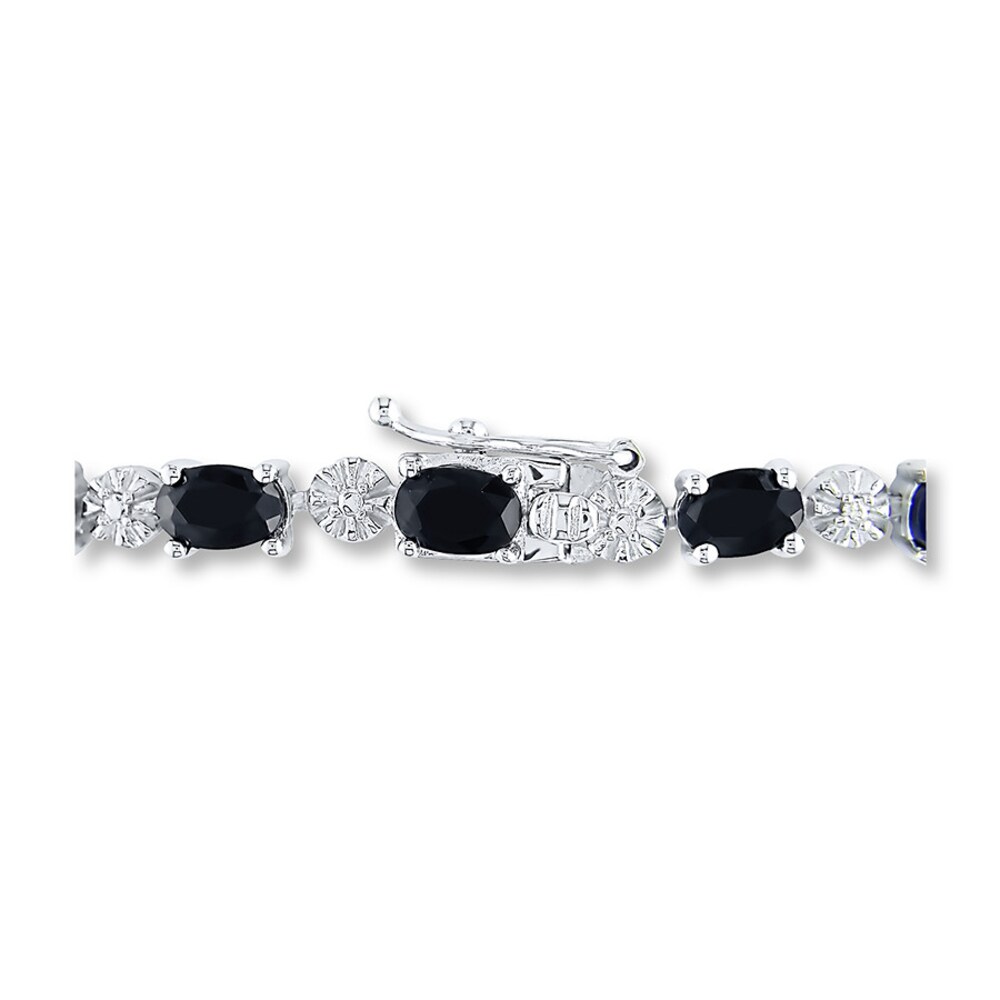 Natural Sapphire Bracelet Diamond Accents Sterling Silver l5IUeaPz