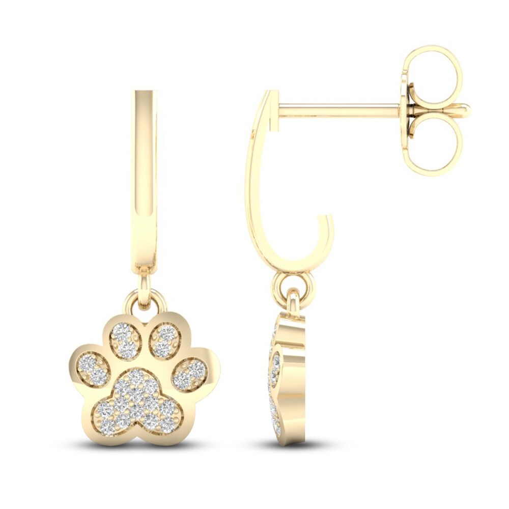 Diamond Paw Earrings 1/10 ct tw Round 10K Yellow Gold l6xGJiaD