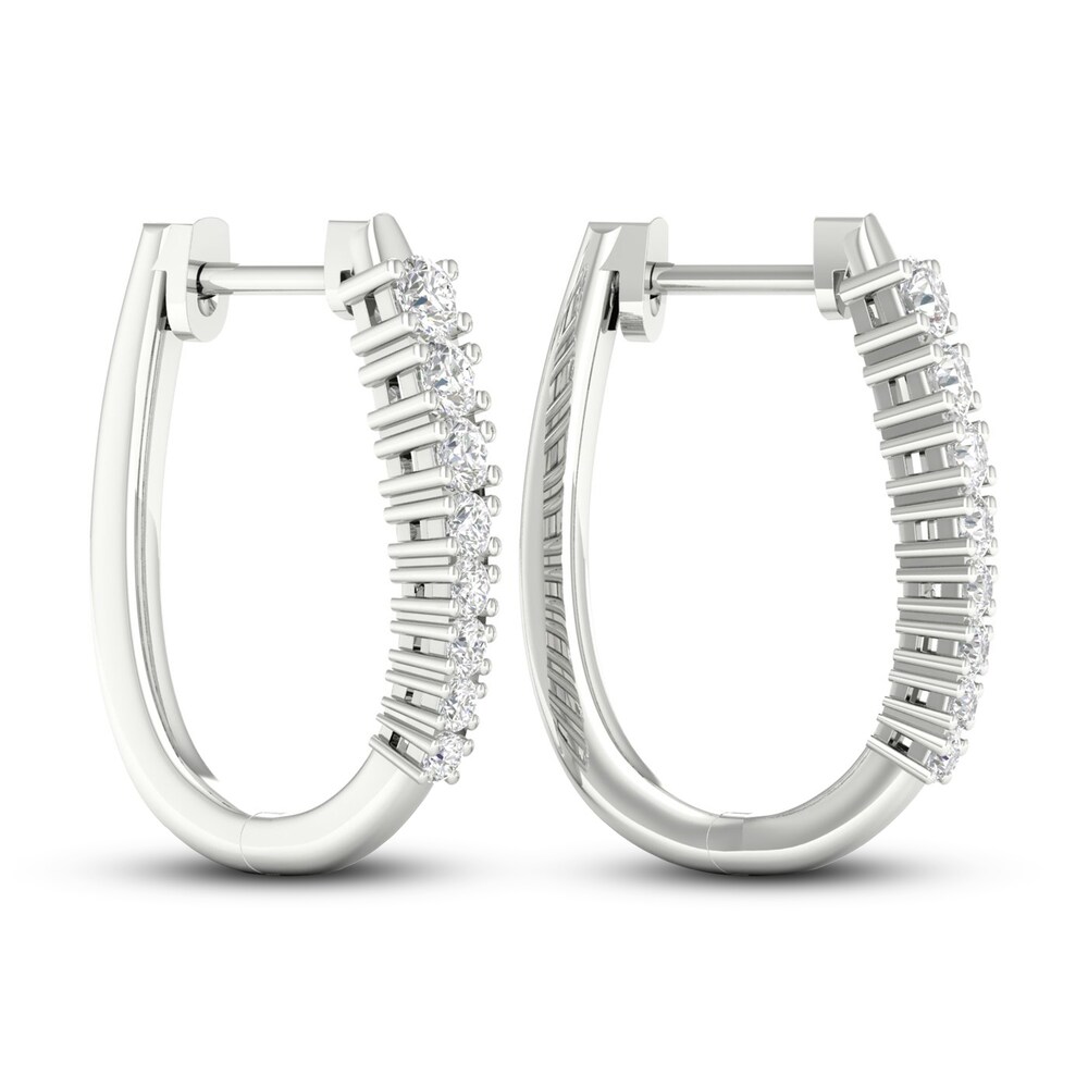 Lab-Created Diamond Hoop Earrings 1 ct tw Round 14K White Gold lAyXPHvW