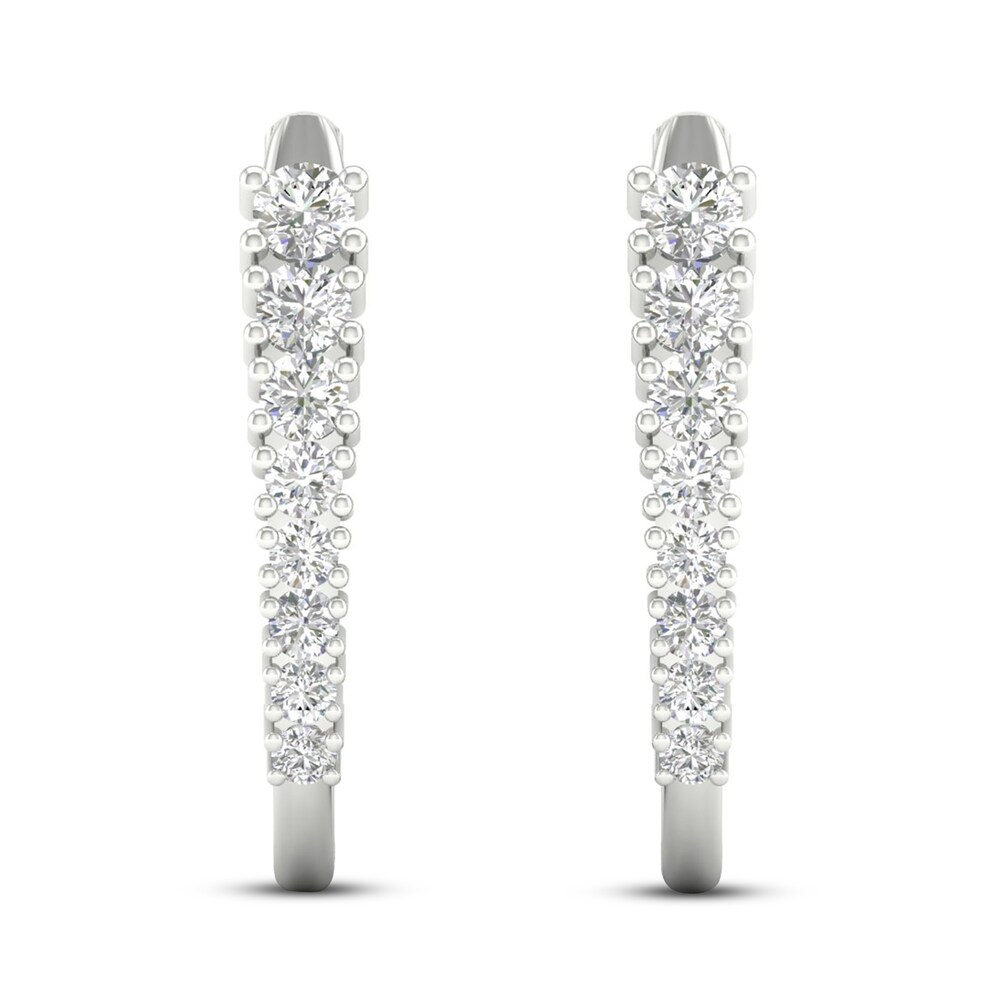 Lab-Created Diamond Hoop Earrings 1 ct tw Round 14K White Gold lAyXPHvW