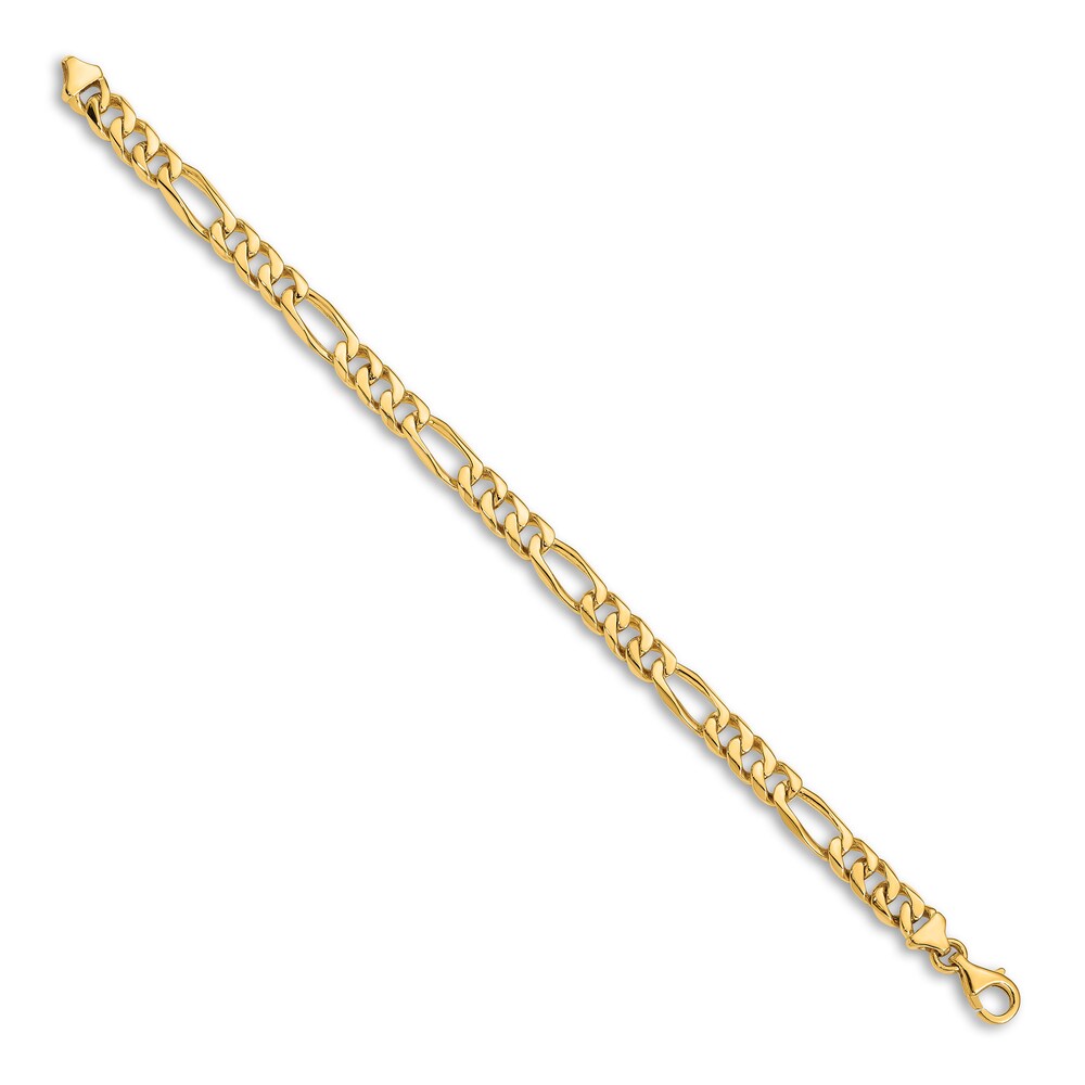 Men\'s Figaro Chain Bracelet 14K Yellow Gold 7.0mm 8\" lDCb48OL