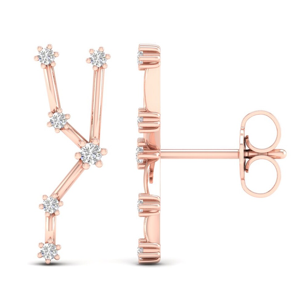 Diamond Taurus Constellation Earrings 1/8 ct tw Round 14K Rose Gold lG6YpJGu