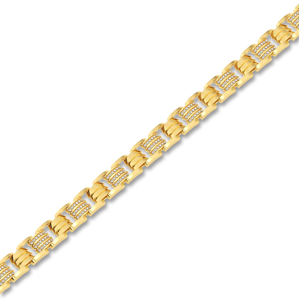 Men\'s Diamond Bracelet 1 ct tw Round 14K Yellow Gold 8.5\" lNfJXo08