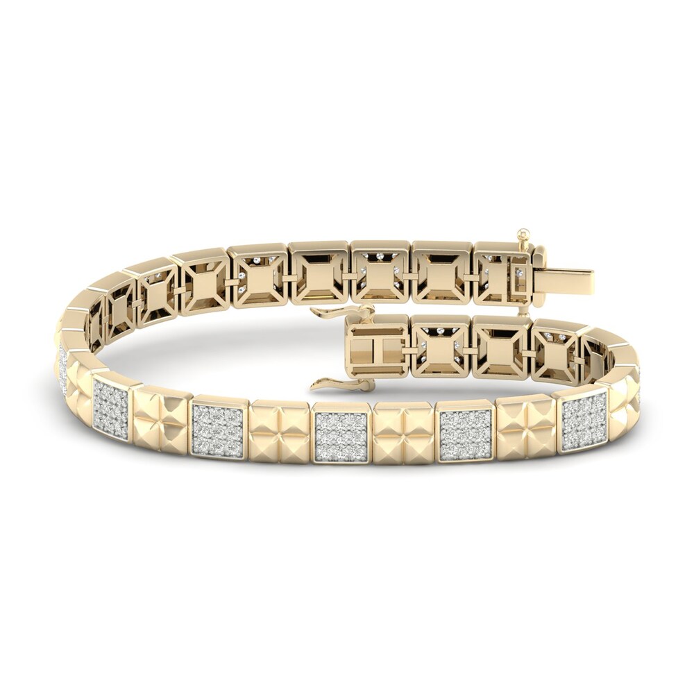 Men's Lab-Created Diamond Bracelet 3 ct tw Round 14K Yellow Gold lSOd2l0c