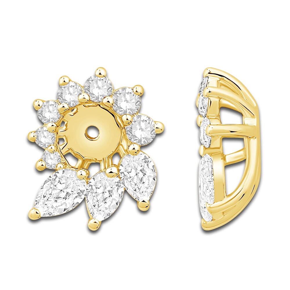 Diamond Floral Halo Earring Jackets 1 ct tw Pear/Round 14K Yellow Gold lUTih2vl