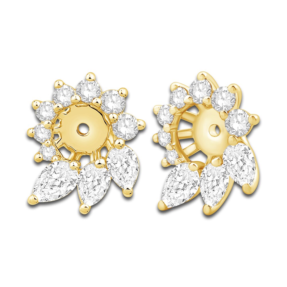 Diamond Floral Halo Earring Jackets 1 ct tw Pear/Round 14K Yellow Gold lUTih2vl