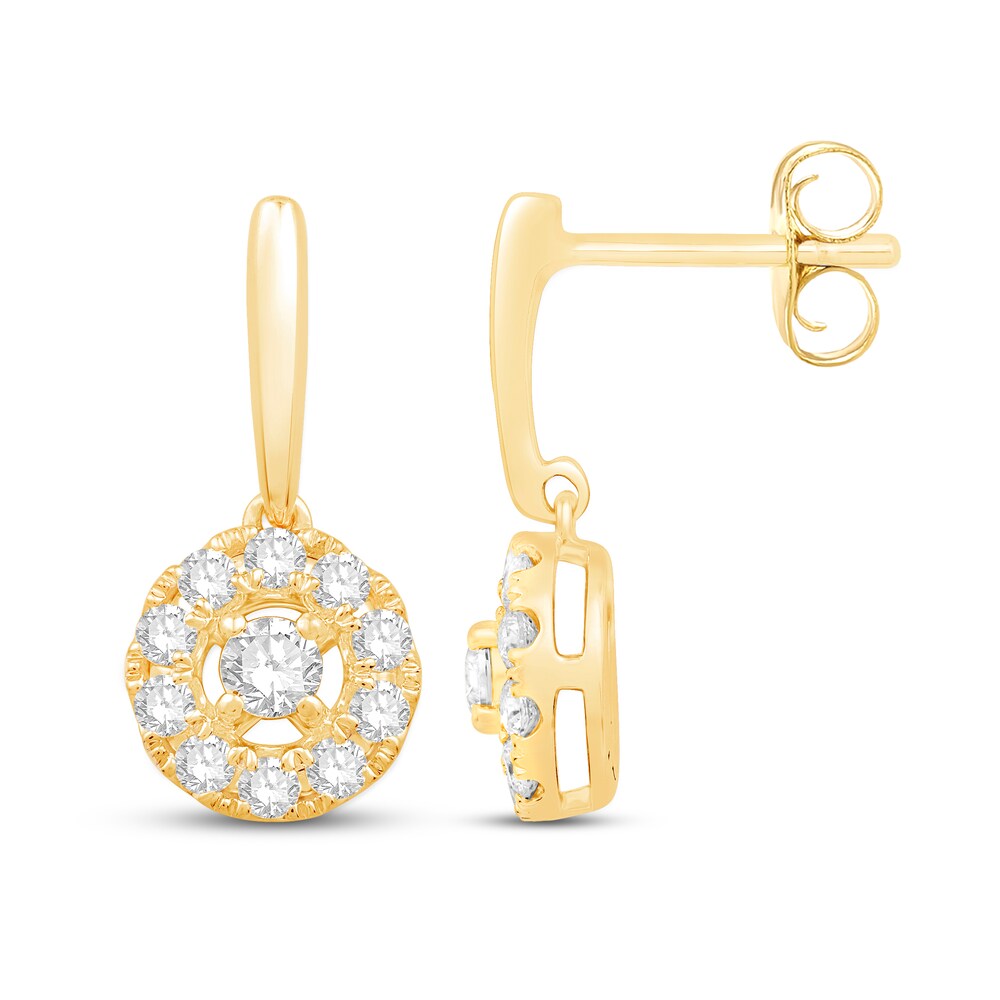 Hearts Desire Diamond Earrings 3/4 ct tw Round 18K Yellow Gold lhovNgmz