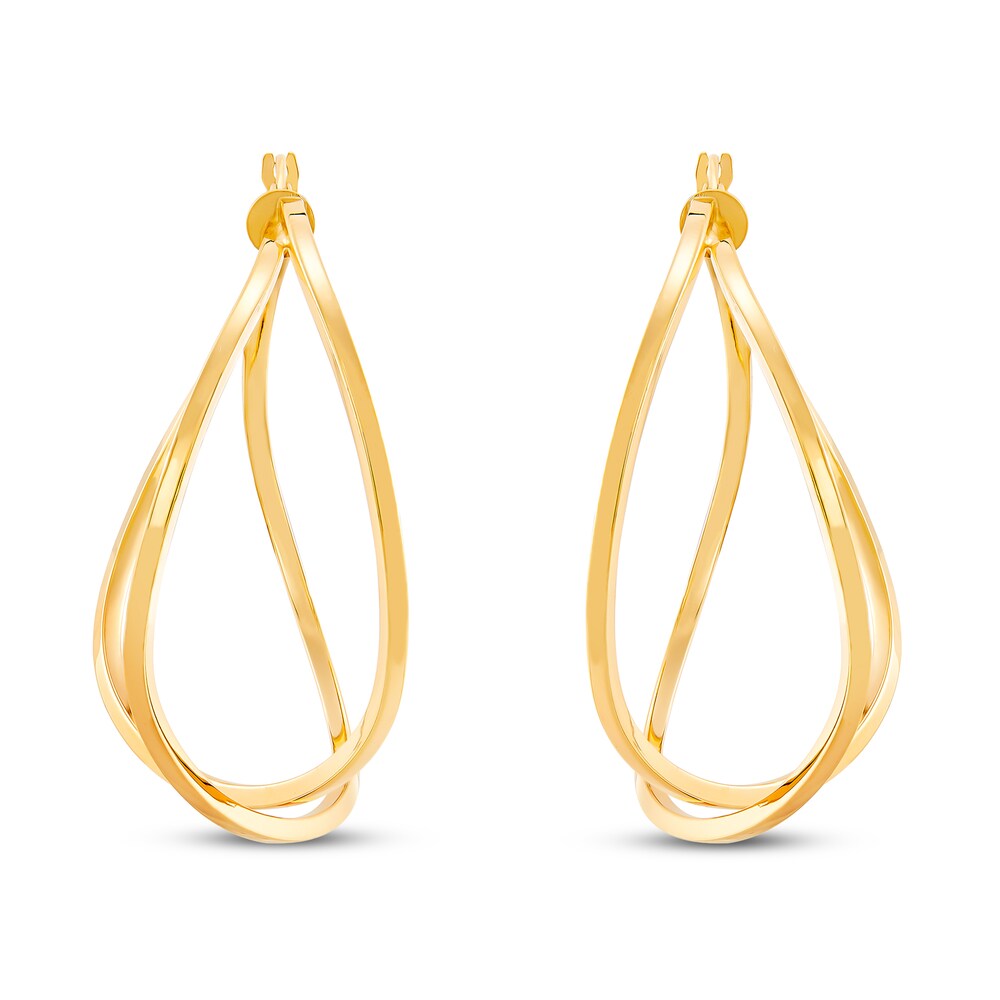 Italia D\'Oro Curved Crossover Hoop Earrings 14K Yellow Gold lpx5eQba