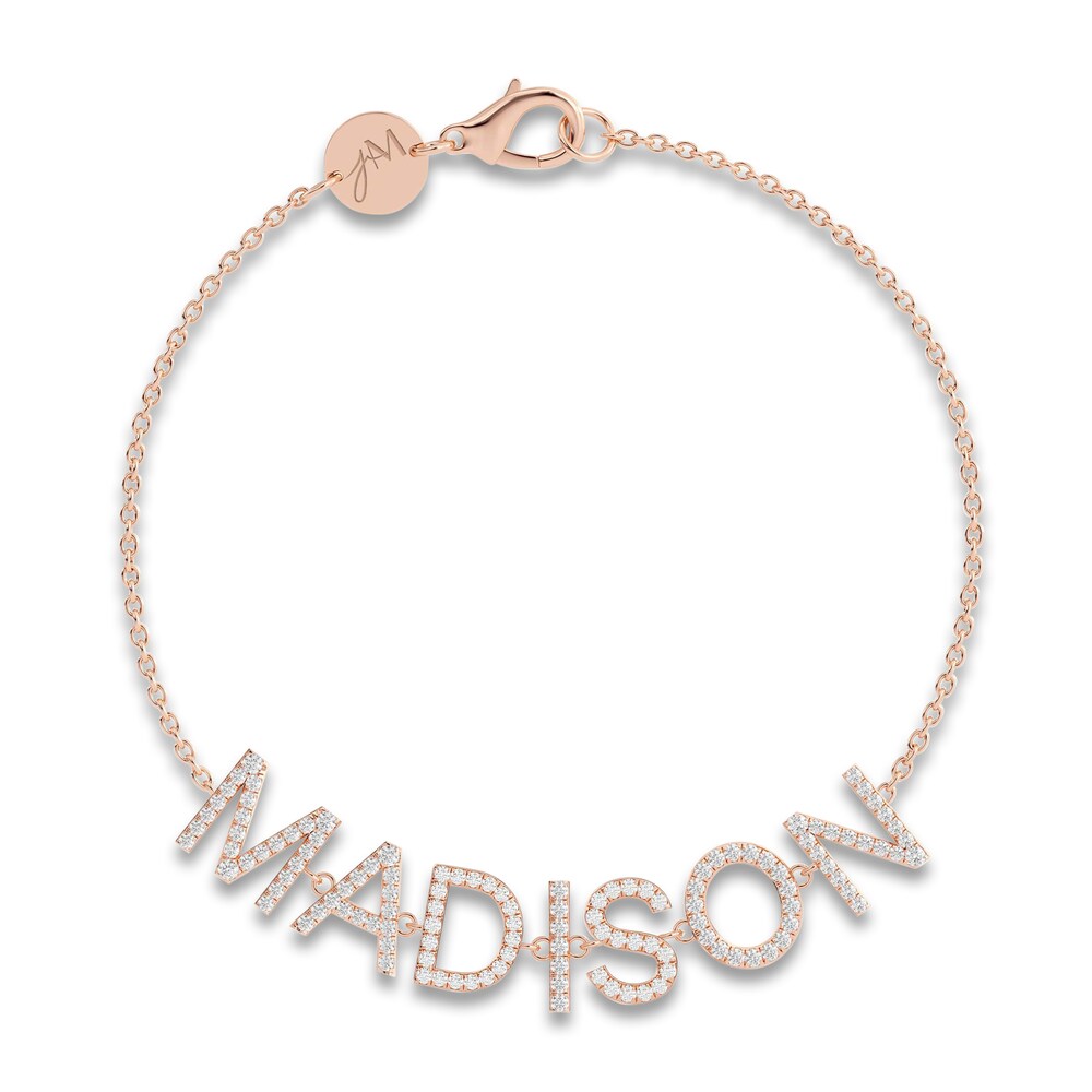 Juliette Maison Diamond Station Name Bracelet 1 ct tw Round 10K Rose Gold lu4WuXyj