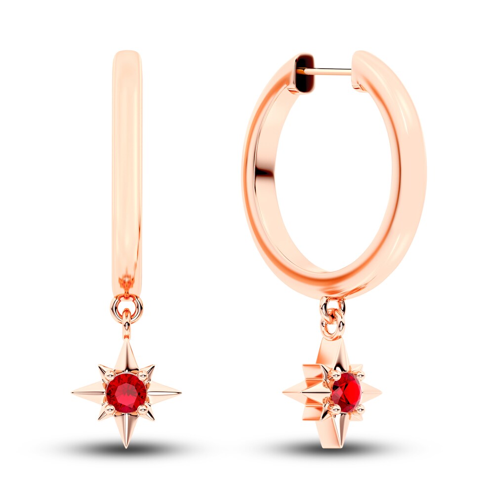 Juliette Maison Natural Ruby Starburst Hoops 10K Rose Gold ly2C6A1h [ly2C6A1h]