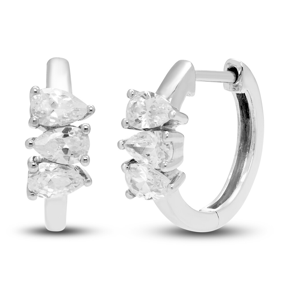Diamond 3-Stone Earrings 1 ct tw Pear 14K White Gold m5QiD1Yq [m5QiD1Yq]
