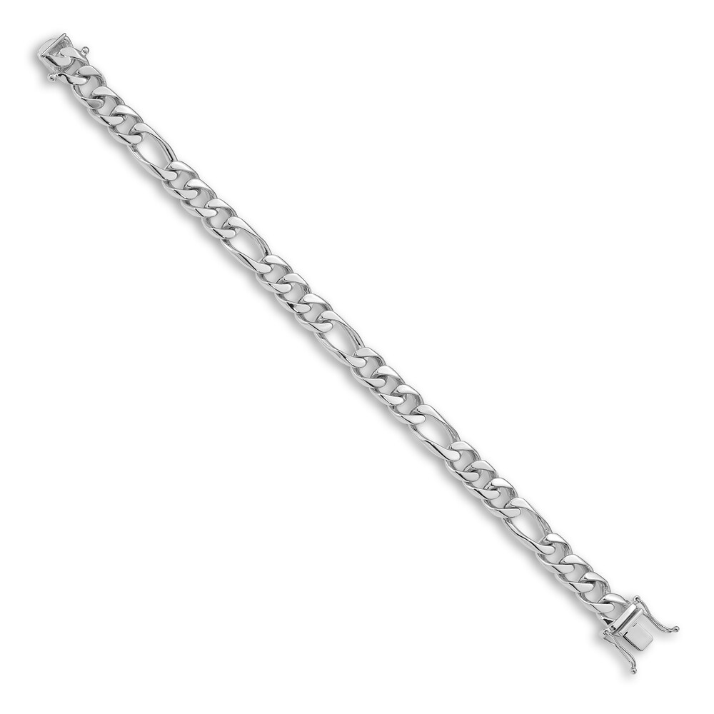 Men\'s Figaro Chain Bracelet 14K White Gold 9.0mm mBgtWQXD