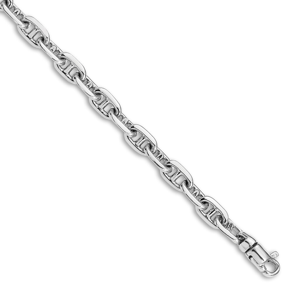 Men\'s Mariner Link Bracelet 14K White Gold 5.1mm 8.5\" mKq3kTaA