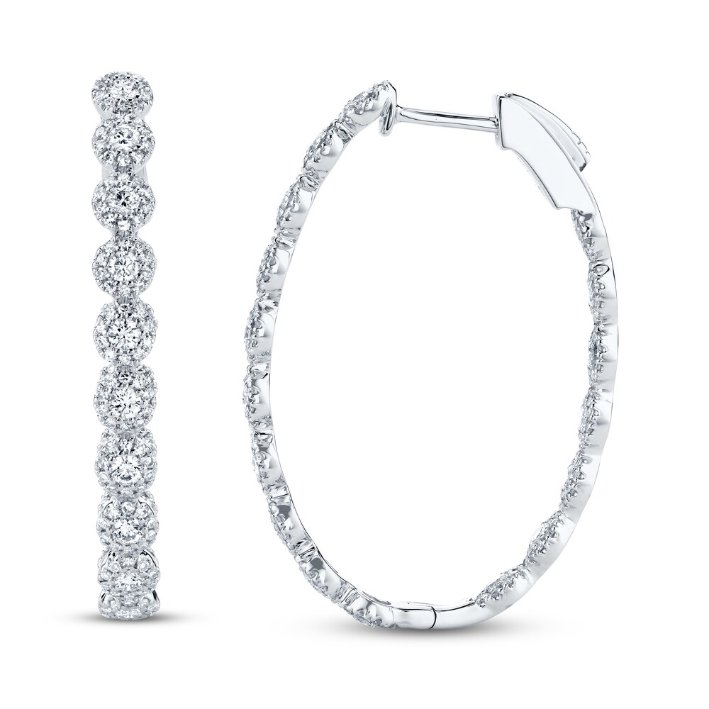 Shy Creation Diamond Hoop Earrings 2 ct tw 14K White Gold SC55003508 mPm9MWSE