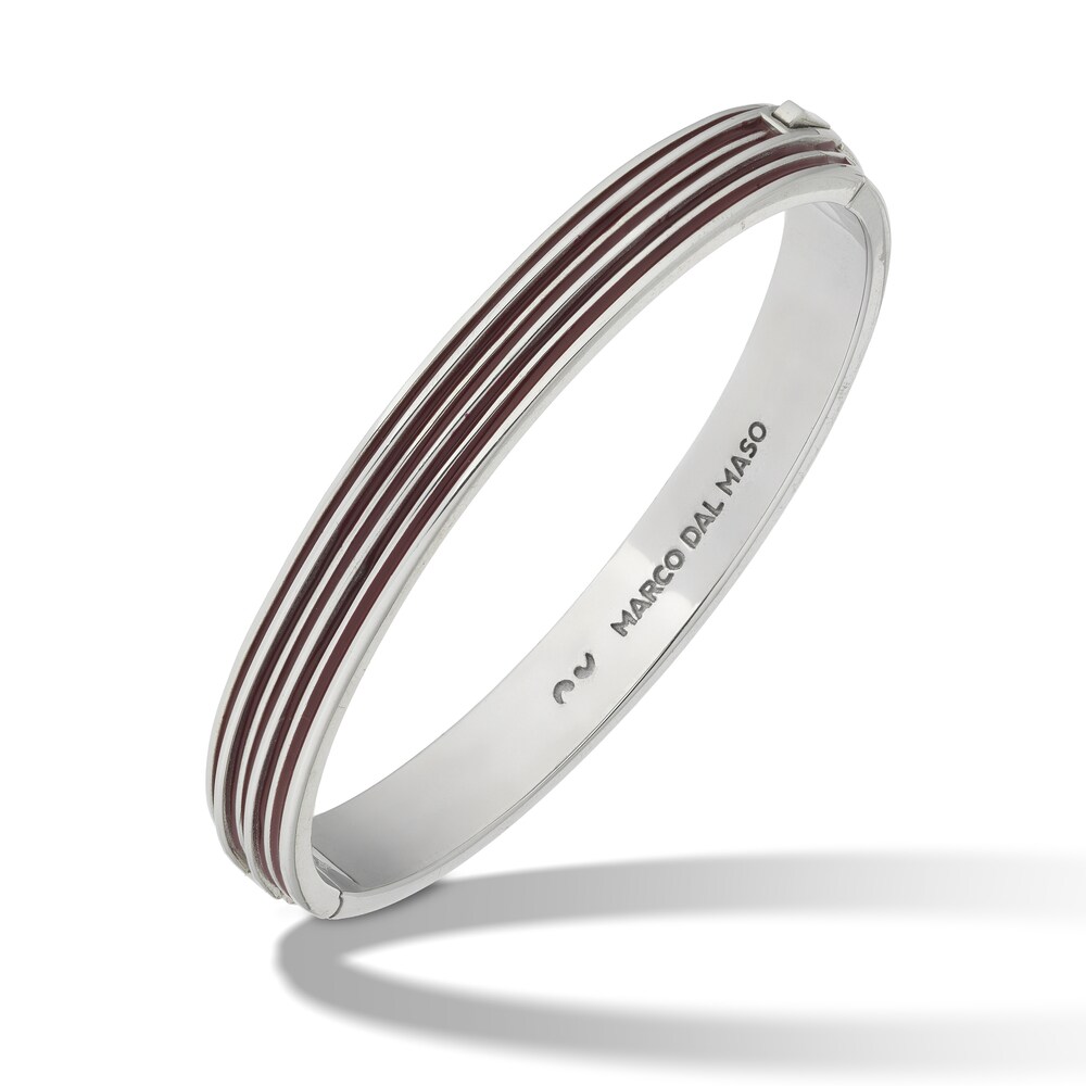 Marco Dal Maso Men\'s Acies Wide Bangle Bracelet Red Enamel Sterling Silver 7\" mWYwHg3J