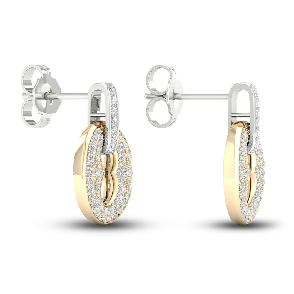 Men\'s Lab-Created Diamond Earrings 1-1/2 ct tw Round 14K Two-Tone Gold mdxB0sST