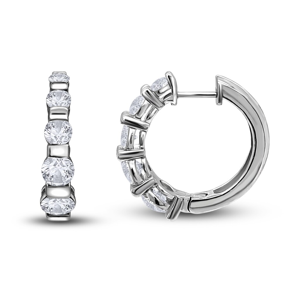 Diamond Journey Hoop Earrings 2 ct tw Round 14K White Gold mmF82RUs