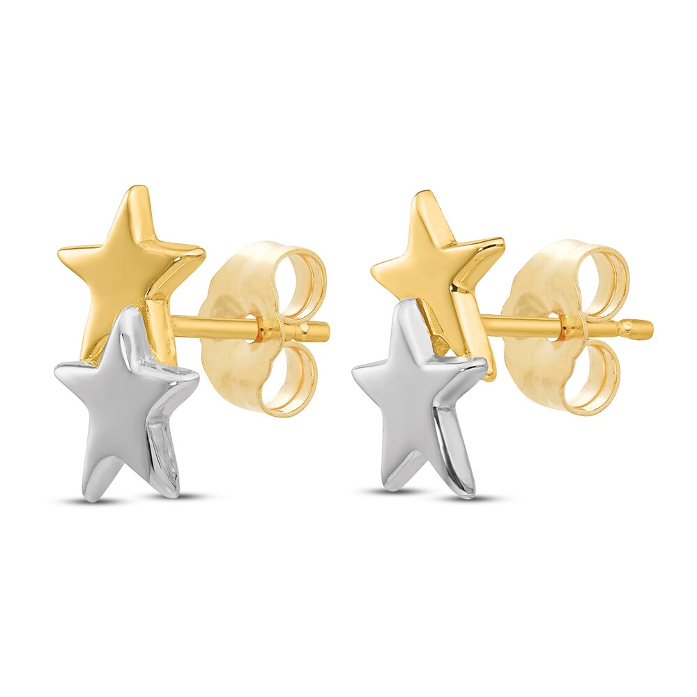 Star Stud Earrings 14K Two-Tone Gold mnGNn1XA