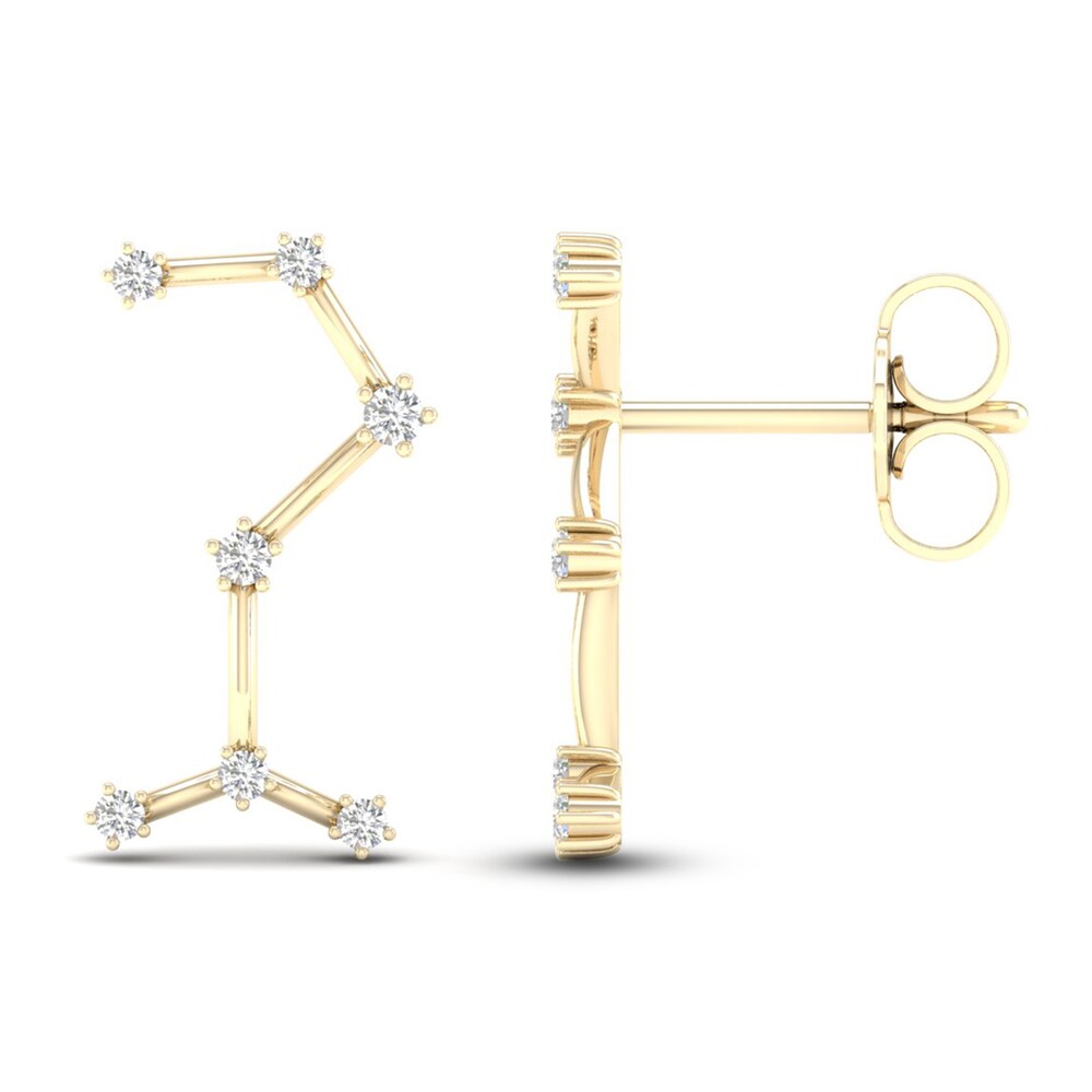 Diamond Scorpio Constellation Earrings 1/8 ct tw Round 14K Yellow Gold mpGHJS2S