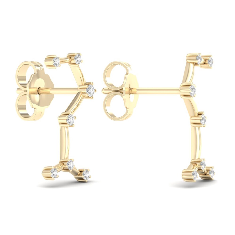 Diamond Scorpio Constellation Earrings 1/8 ct tw Round 14K Yellow Gold mpGHJS2S