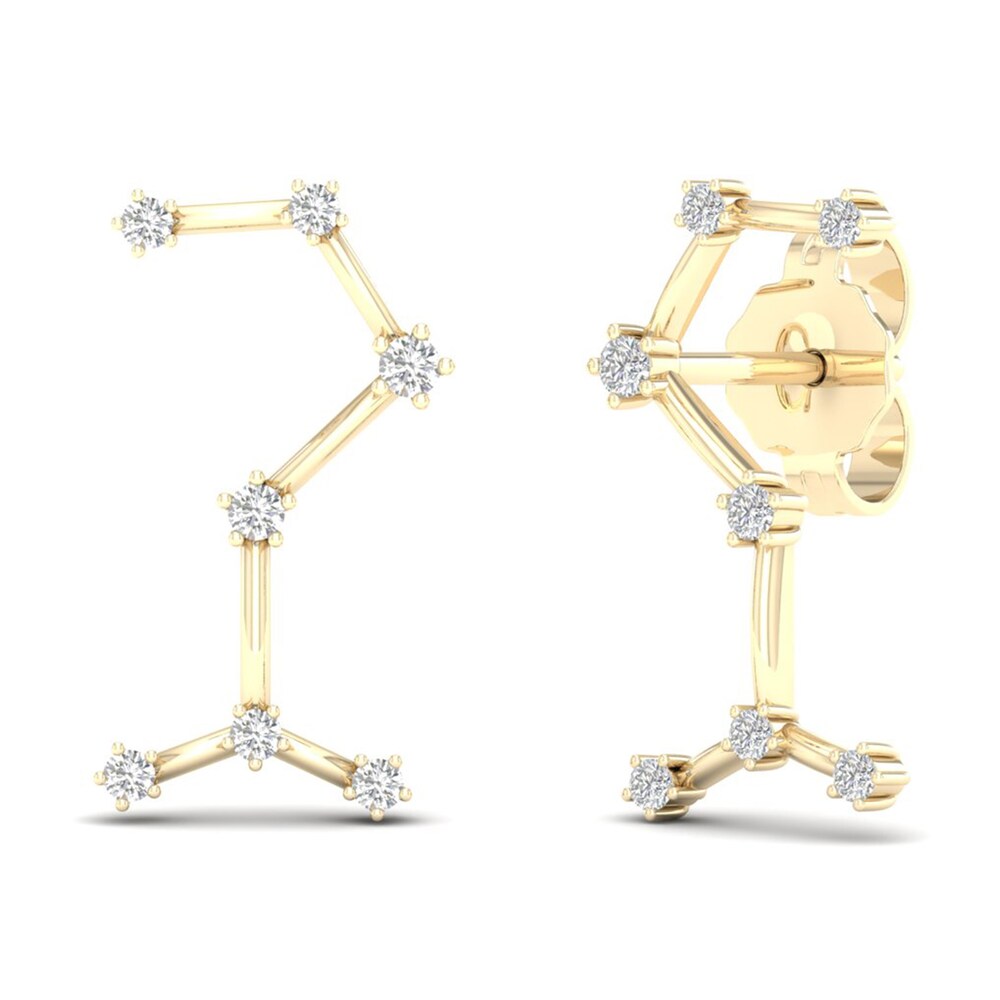 Diamond Scorpio Constellation Earrings 1/8 ct tw Round 14K Yellow Gold mpGHJS2S