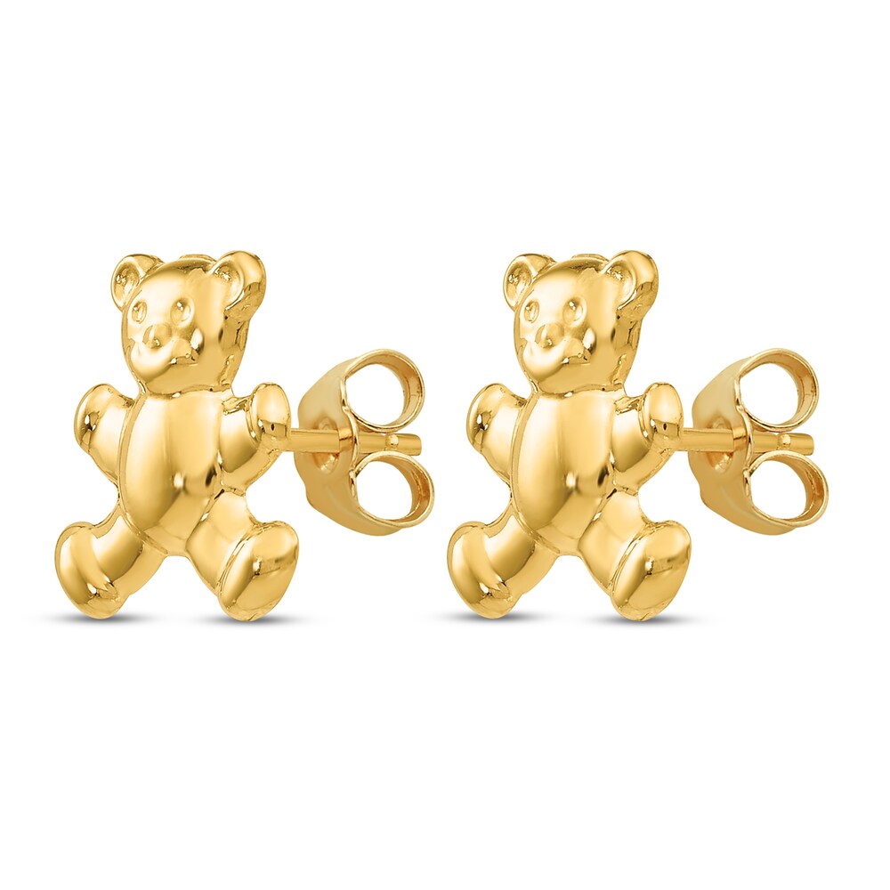 Teddy Bear Stud Earrings 14K Yellow Gold nGkDnp2e