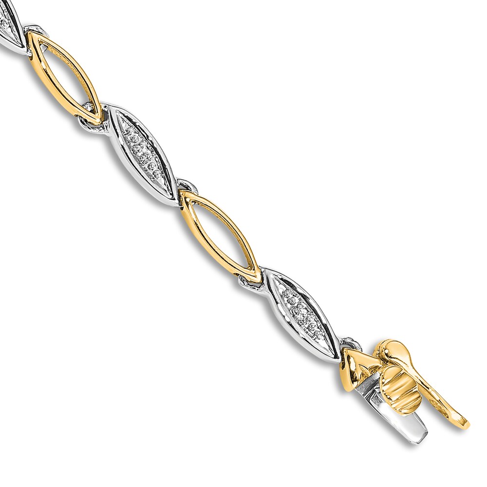 High-Polish Marquise Bracelet Diamond Accents 14K Two-Tone Gold 7.5\" nJWWTqoW