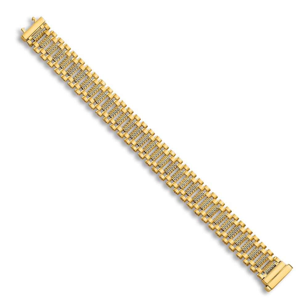 Men\'s Diamond-Cut Link Chain Bracelet 14K Yellow Gold 7.75\" nVKP1qkw