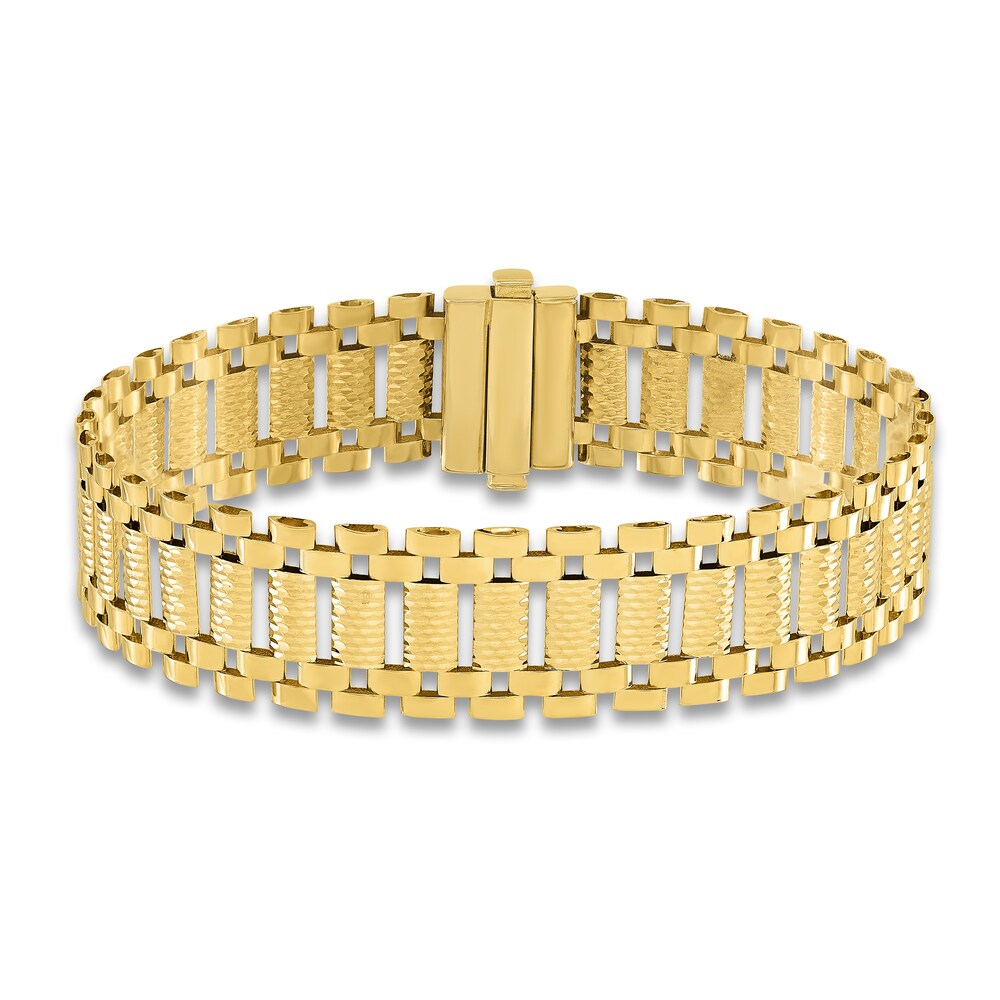 Men\'s Diamond-Cut Link Chain Bracelet 14K Yellow Gold 7.75\" nVKP1qkw