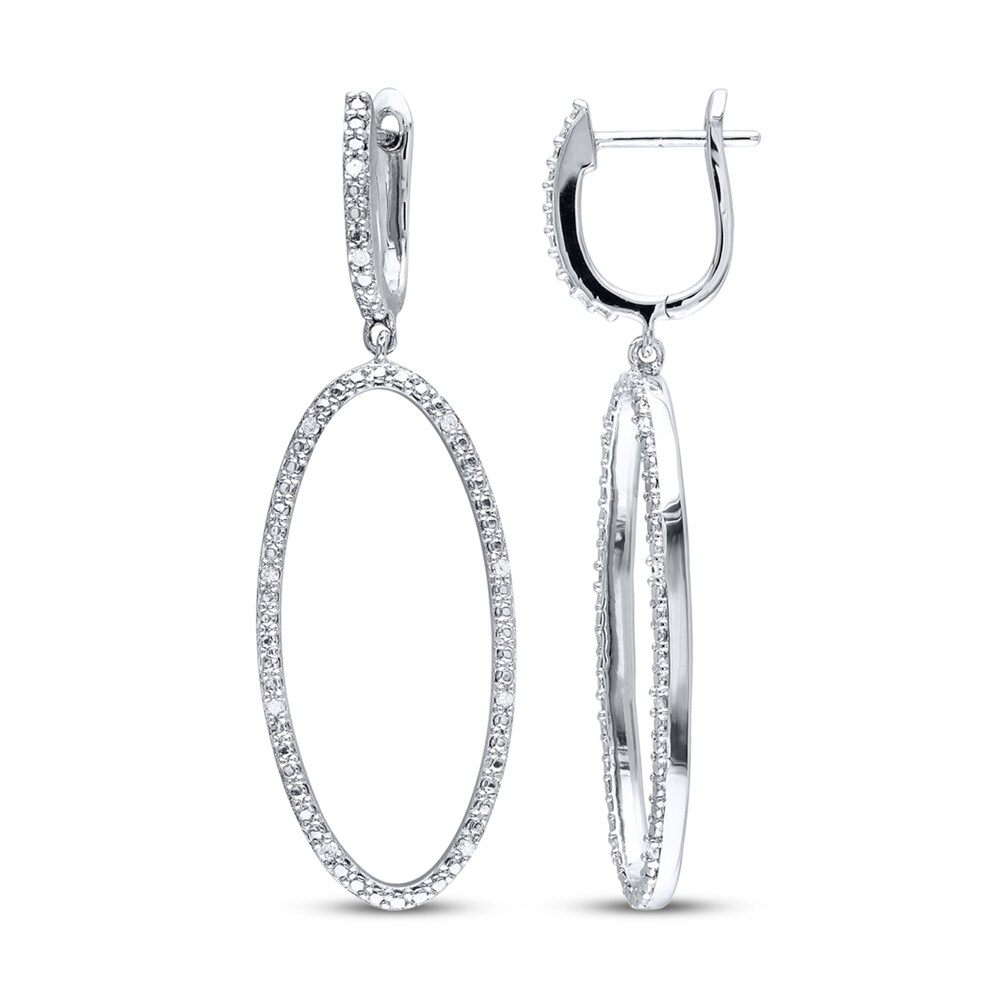 Diamond Dangle Earrings 1/10 ct tw Round-cut Sterling Silver nXj8DcGp [nXj8DcGp]