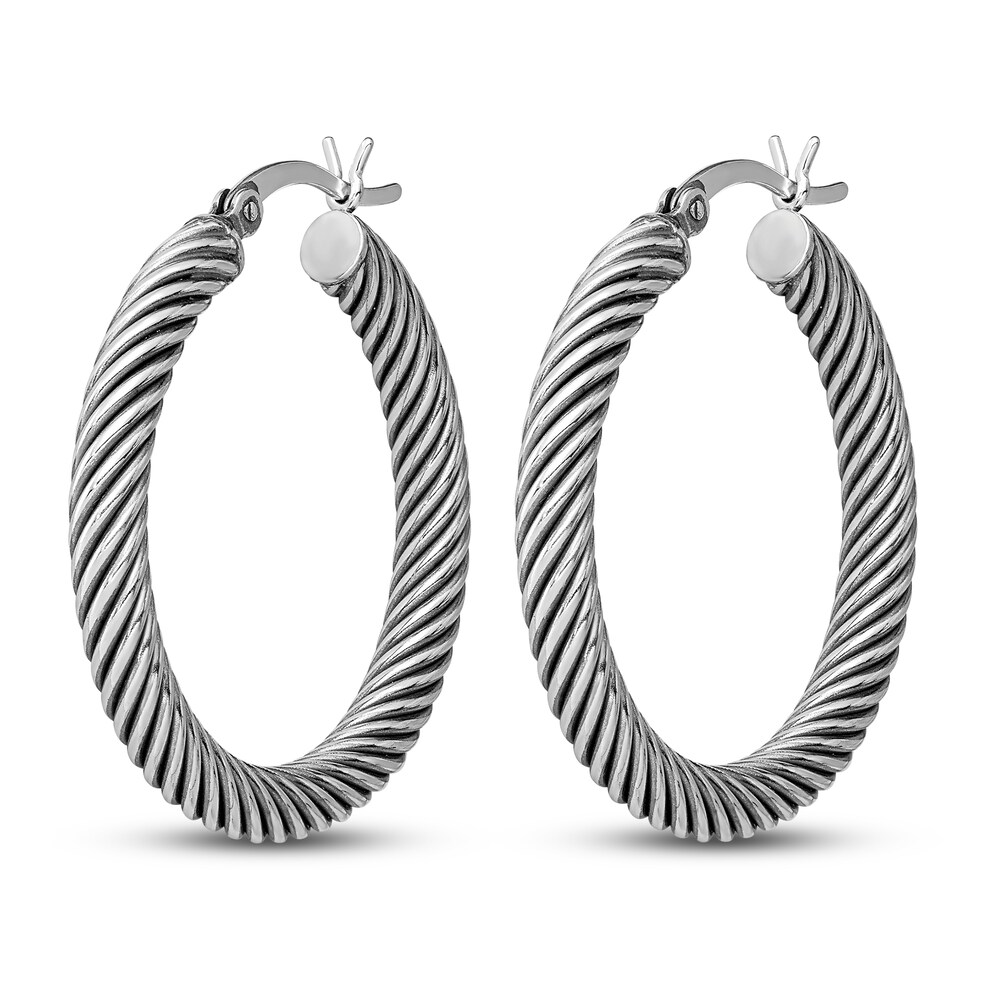 Antiqued Twist Hoop Earrings Sterling Silver nZN4mpoQ