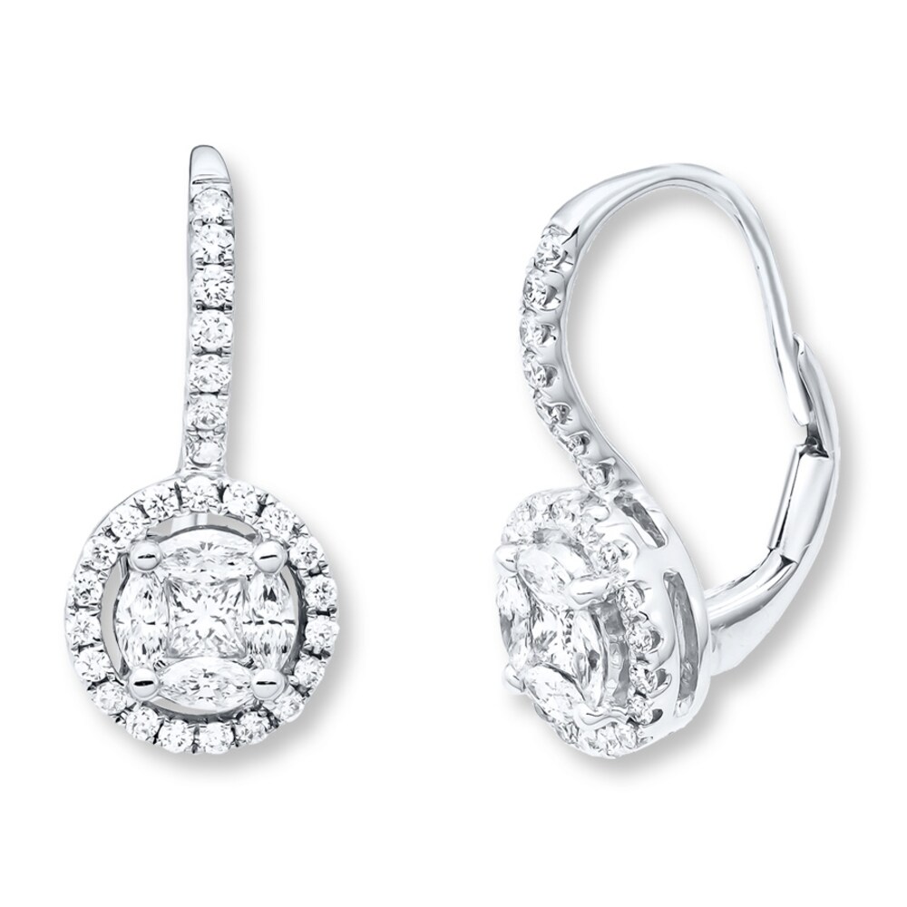 Diamond Drop Earrings 3/4 carat tw 14K White Gold nlPygTNo