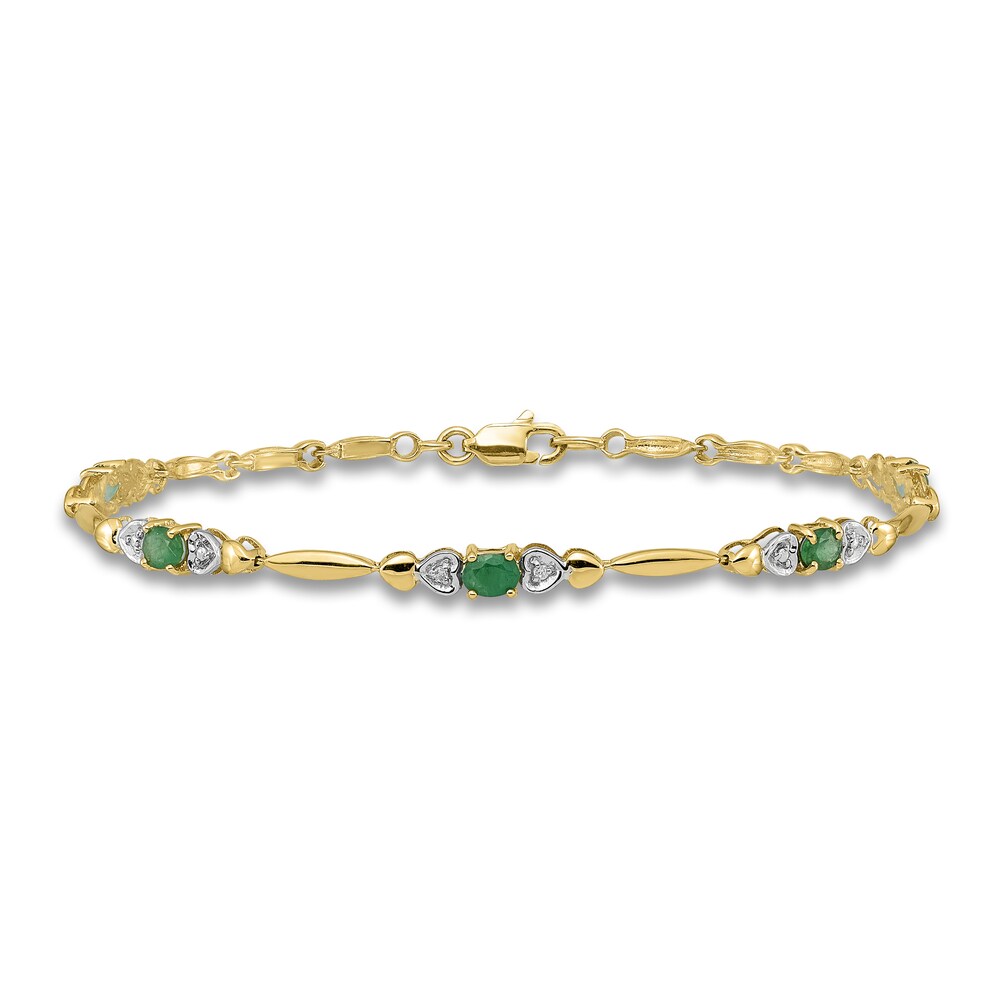 Natural Emerald Bracelet Diamond Accents 14K Yellow Gold oK6WNo50 [oK6WNo50]