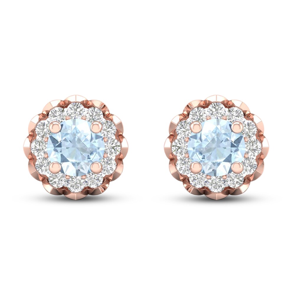 Aquamarine Earrings 5/8 ct tw Diamonds 10K Rose Gold oX0ud4Hj