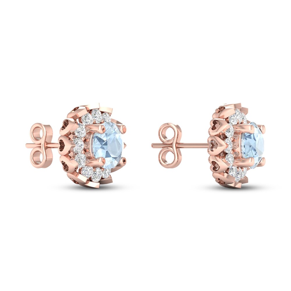 Aquamarine Earrings 5/8 ct tw Diamonds 10K Rose Gold oX0ud4Hj