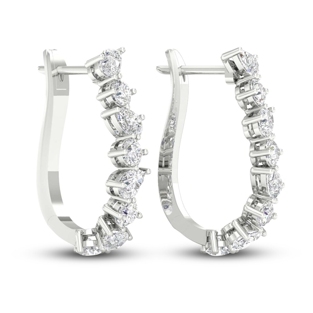 Lab-Created Diamond Hoop Earrings 3-1/5 ct tw Pear/Round 14K White Gold otjWbHoD