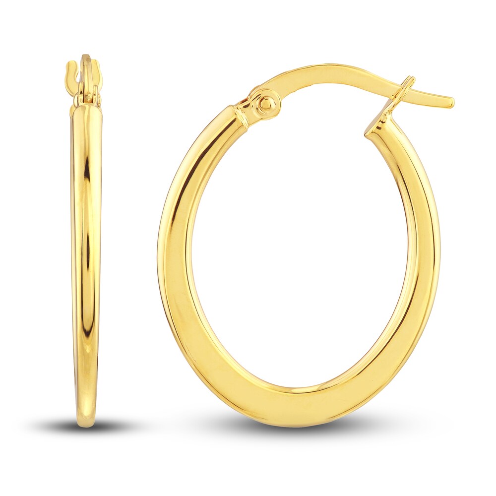 Polished Flat Oval Hoop Earrings 14K Yellow Gold 18mm oxhZwlDW