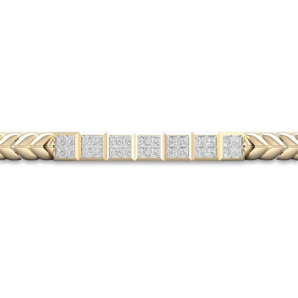 Men\'s Diamond Bracelet 1-1/3 ct tw Princess 10K Yellow Gold p2w1HBkw