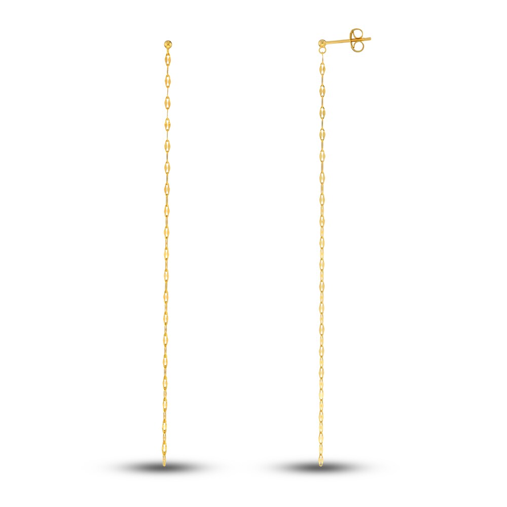 Hammer Chain Drop Earrings 14K Yellow Gold pAajEKyo