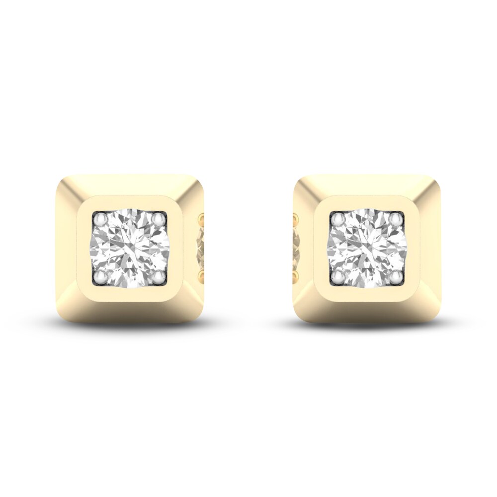 Men\'s Lab-Created Diamond Stud Earrings 2 ct tw Round 14K Yellow Gold pFTPJ9w9