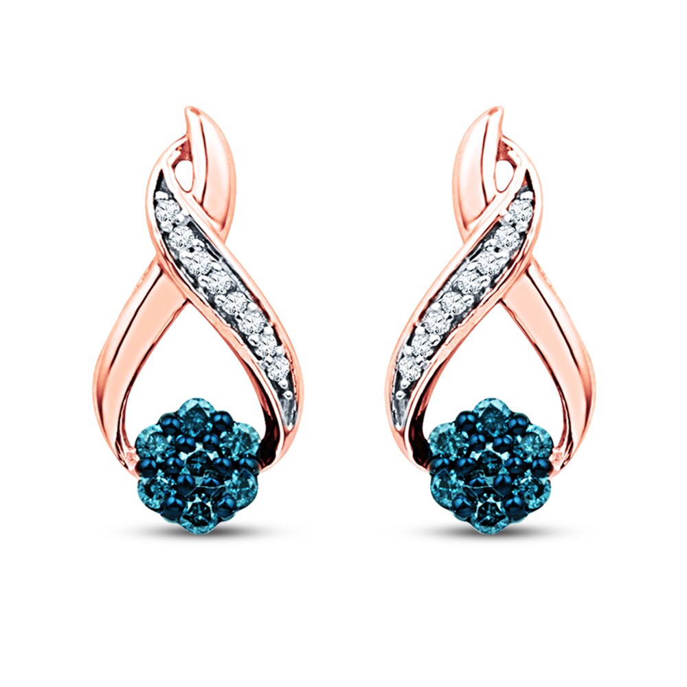 Blue/White Diamond Earrings 1/5 ct tw 10K Rose Gold pRxQ9eQy [pRxQ9eQy]