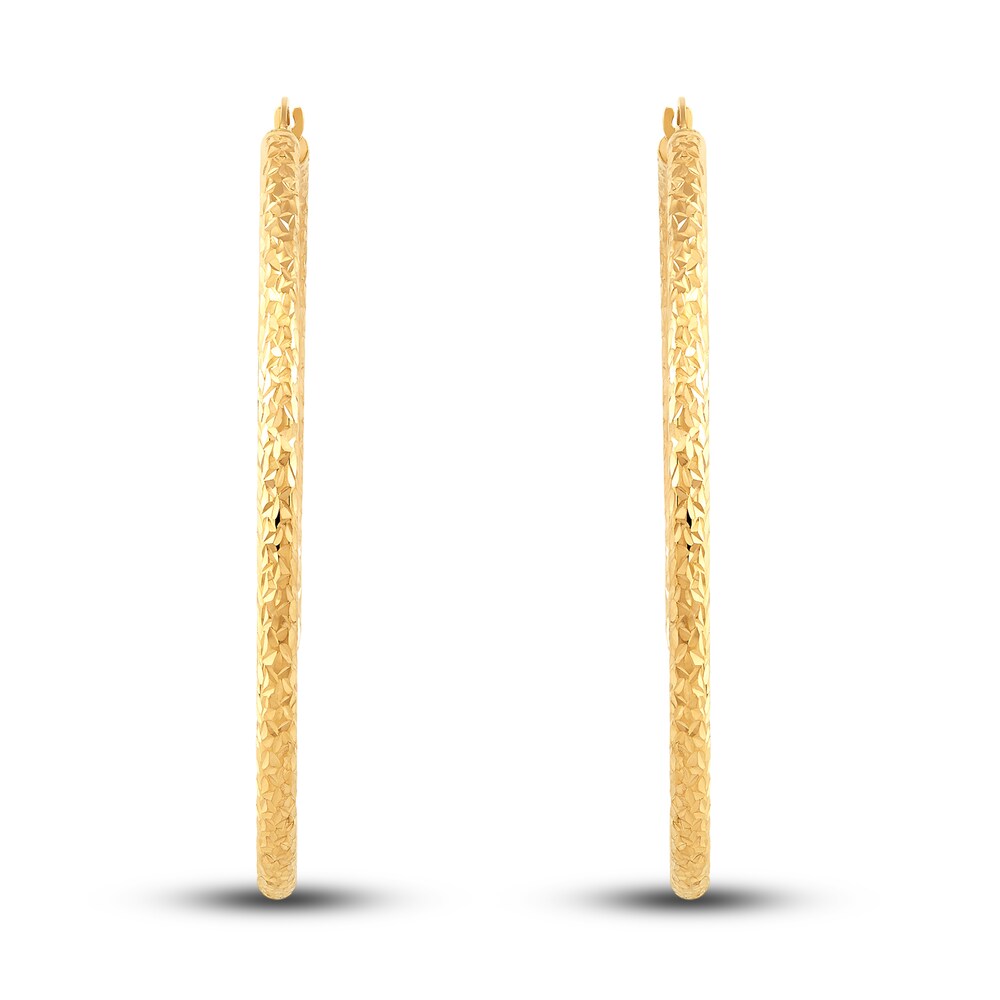Diamond-Cut Round Tube Hoop Earrings 14K Yellow Gold pkijV6fK