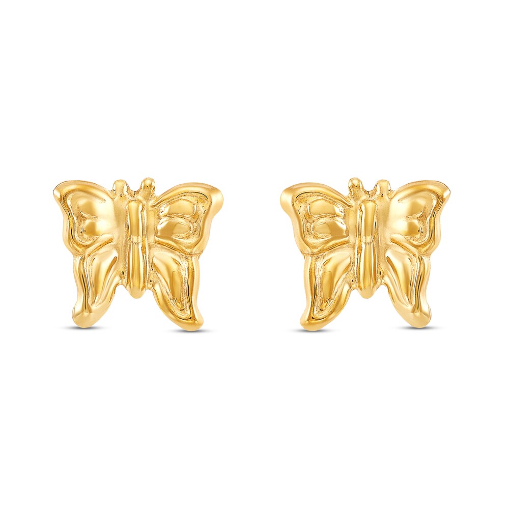 Children\'s Butterfly Stud Earrings 14K Yellow Gold pqIPHKrN