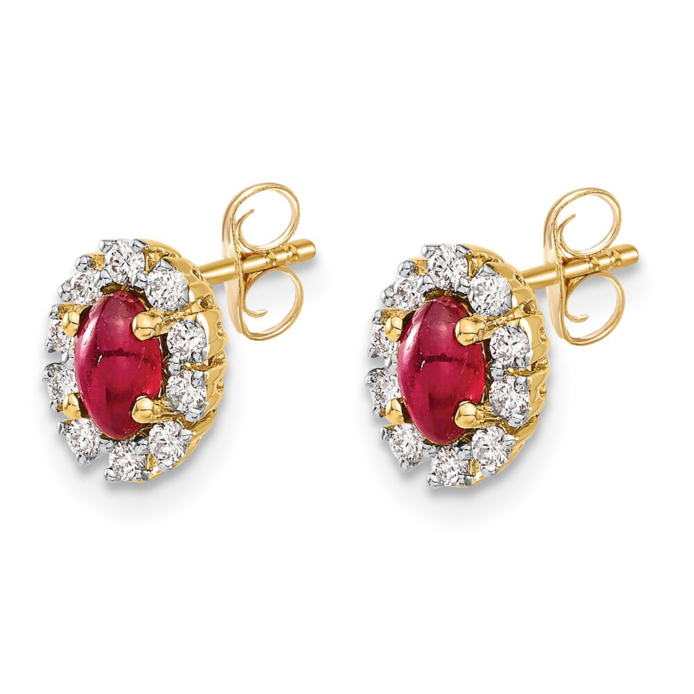 Natural Ruby Stud Earrings 1/5 ct tw Diamonds 14K Yellow Gold puLwOKYb