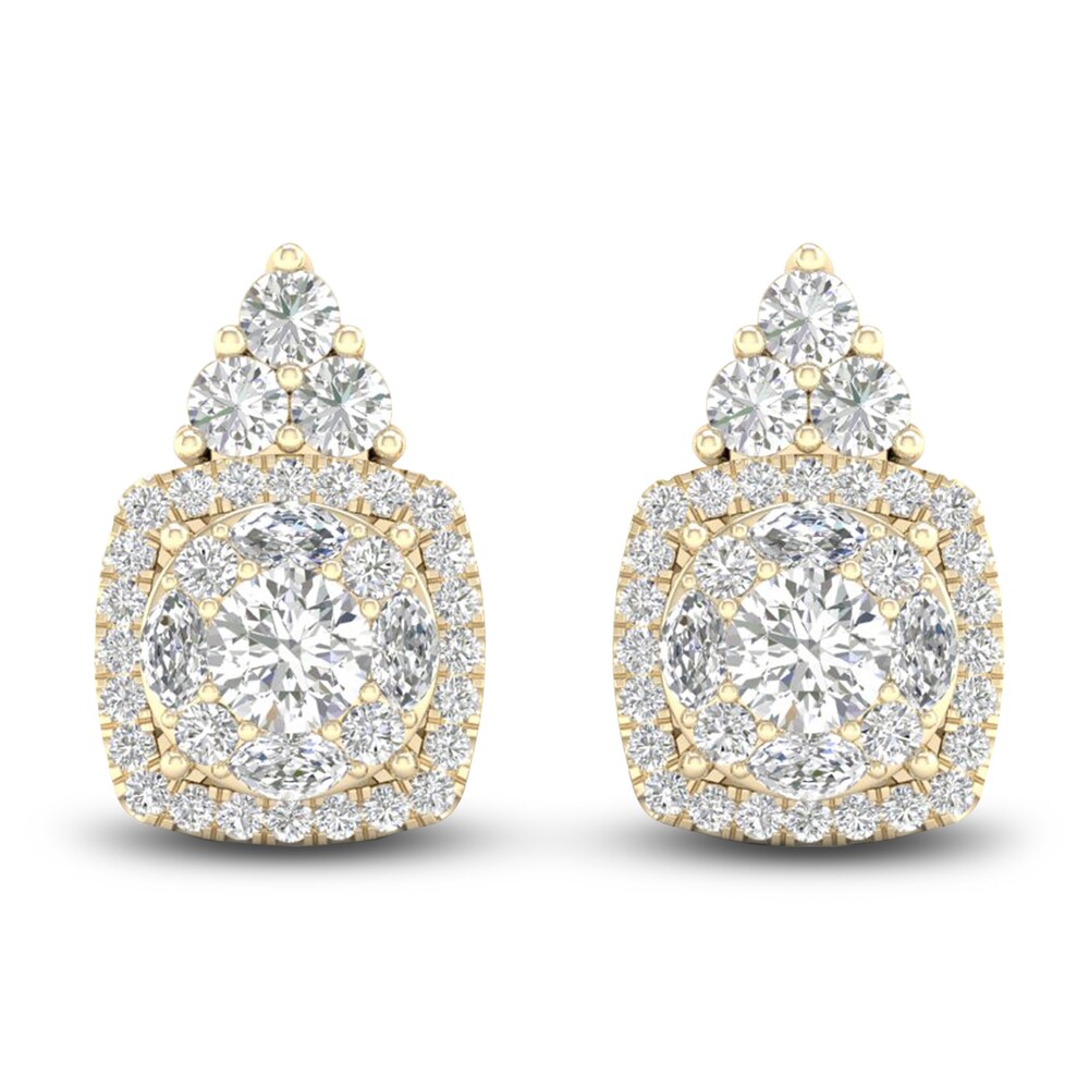 Diamond Stud Earrings 1-1/2 ct tw Round/Marquise 14K Yellow Gold pwFTLhrO [pwFTLhrO]