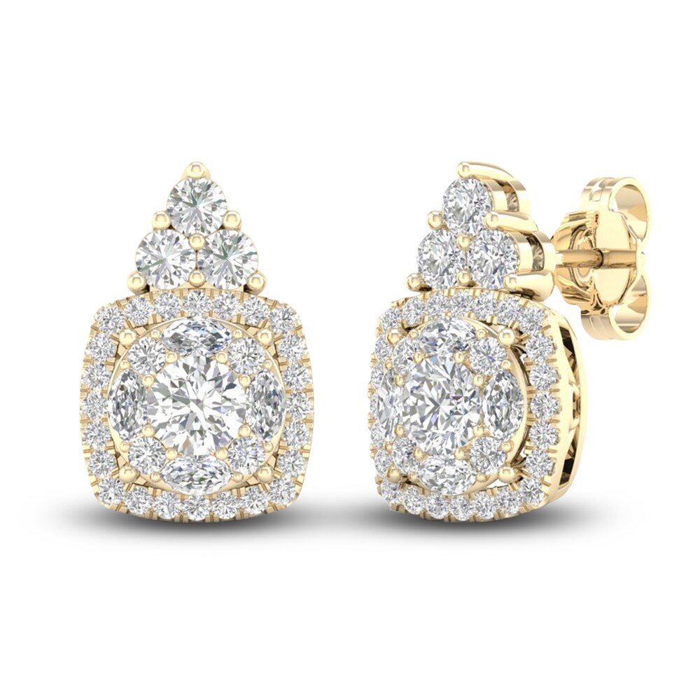 Diamond Stud Earrings 1-1/2 ct tw Round/Marquise 14K Yellow Gold pwFTLhrO