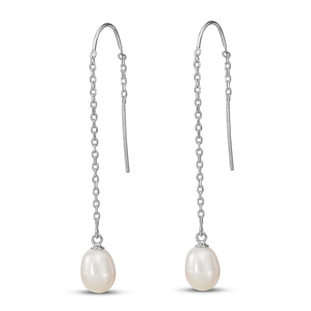 Freshwater Cultured Pearl Threader Earrings Sterling Silver pwJSbHWn