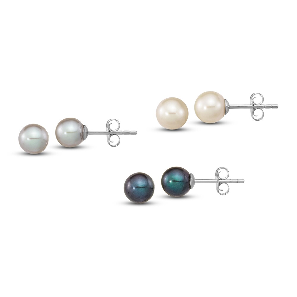 Cultured Freshwater Pearl Stud Earring Set Sterling Silver q1p7tYIO